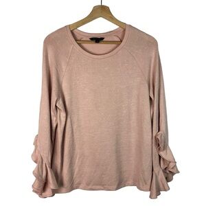 Banana Republic Light Pink Ruffle Long Sleeve Blouse S